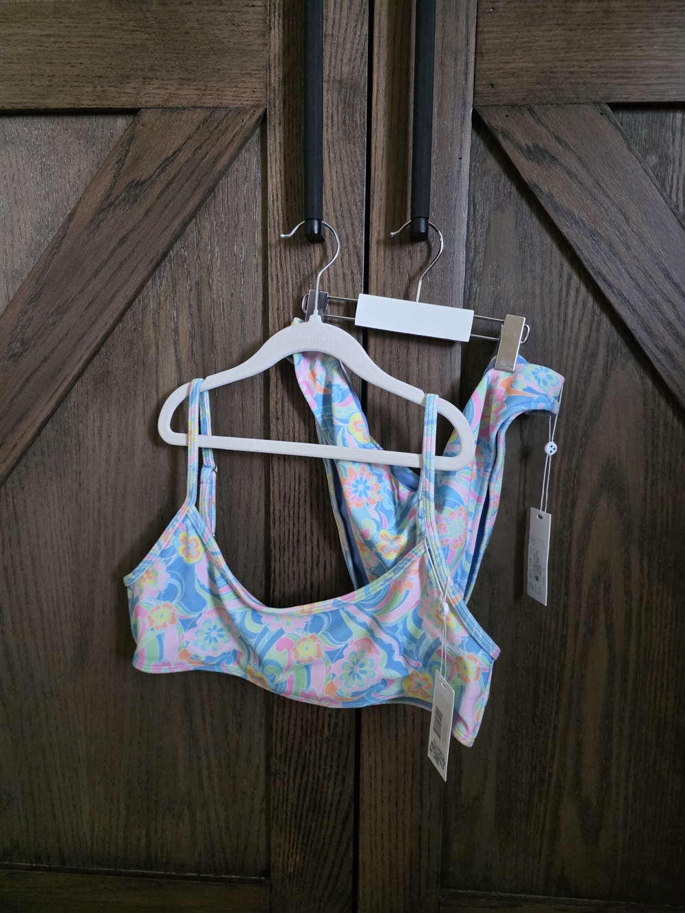 NWT Frankie's Bikinis Terry Pastel Floral Blue & Pink Two-Piece